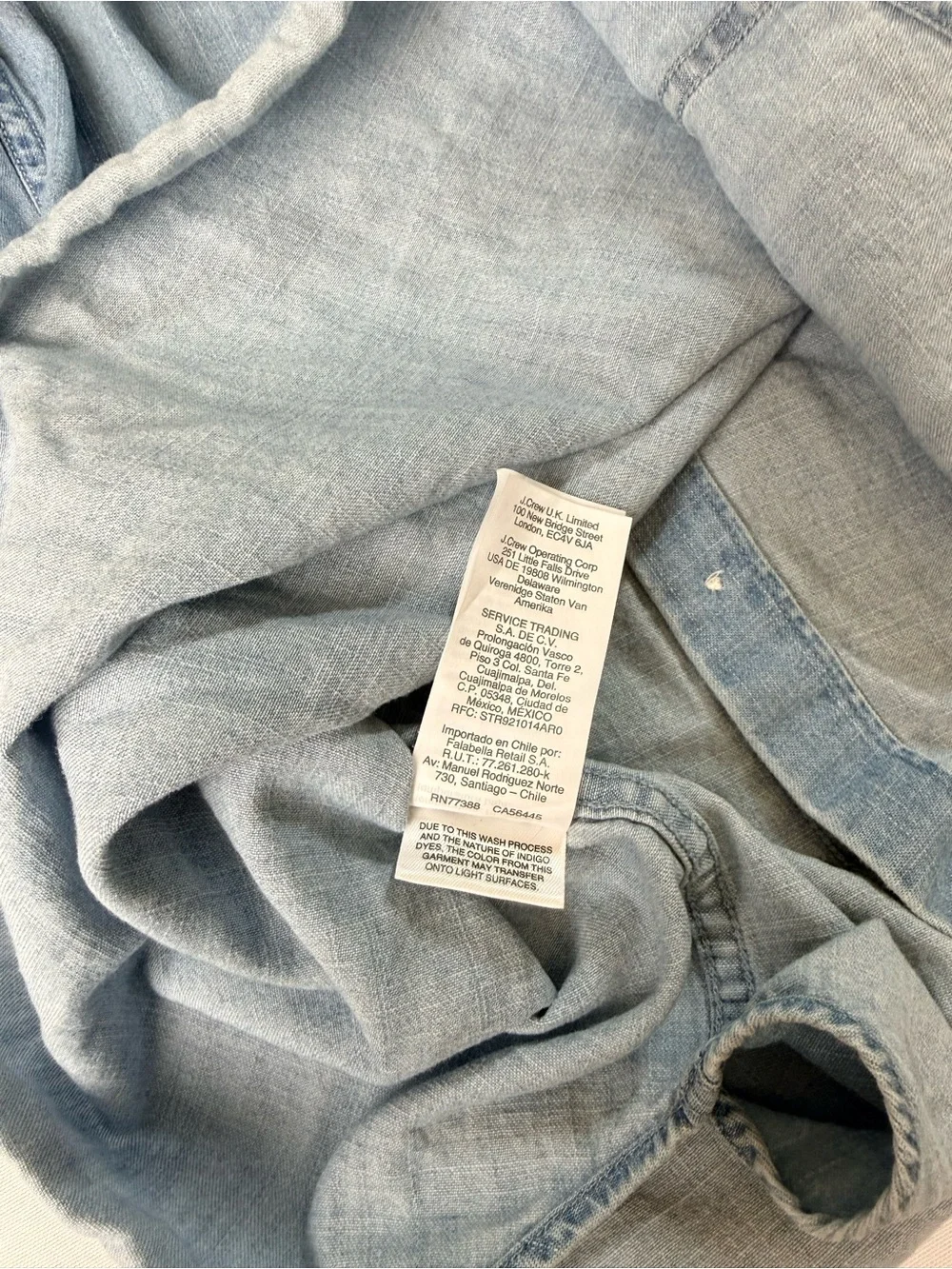 J.Crew Denim Men’s Medium Chambray Shirt Light Wash Long Sleeve 100% Cotton